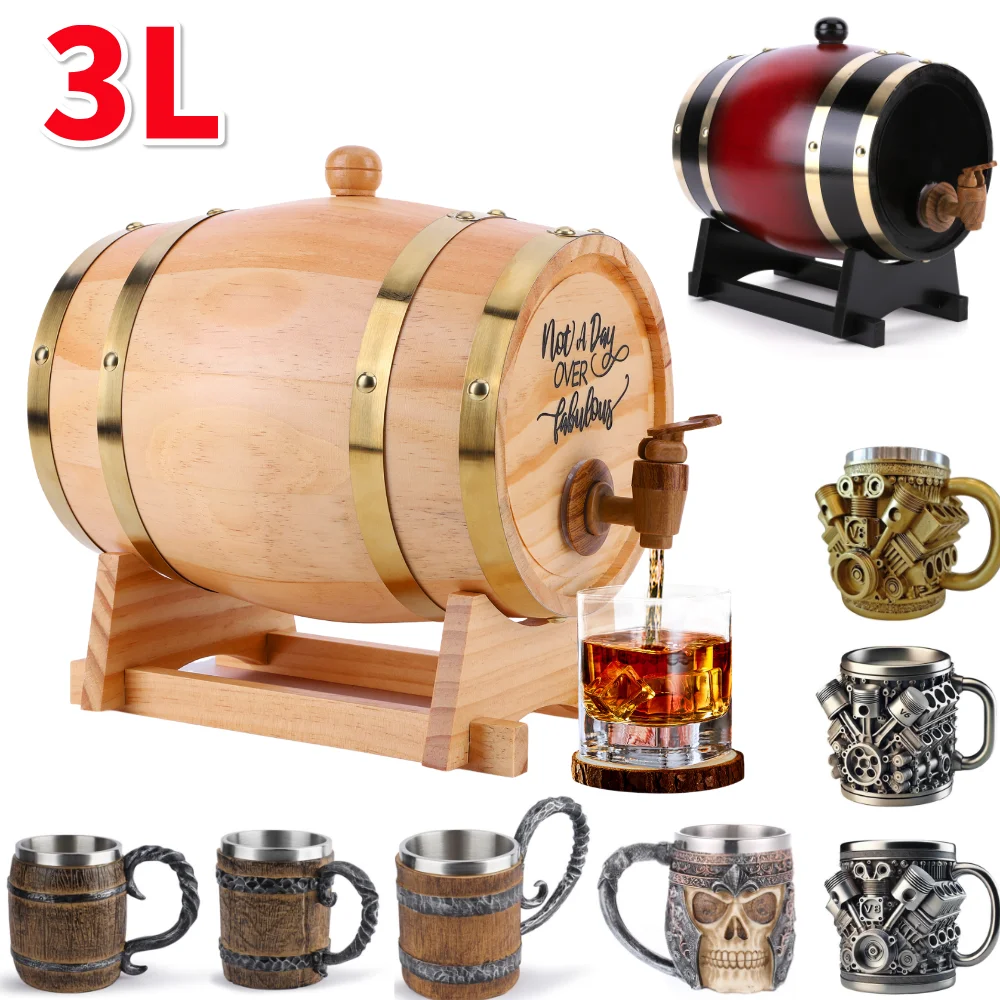 3L Wooden Whiskey Barrel with  - Wine Beer Whiskey review and price