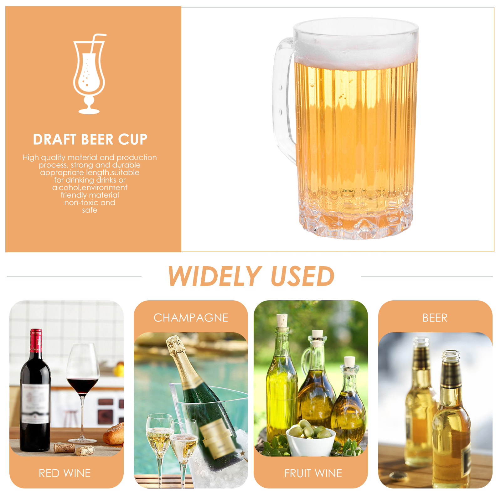 2Pcs 500Ml High-Quality Plasti - Beer Mug Handled review and price