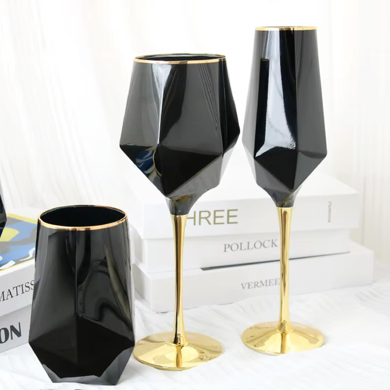 Pure Black Crystal Golden Edge - Wine Beer Glass review and price