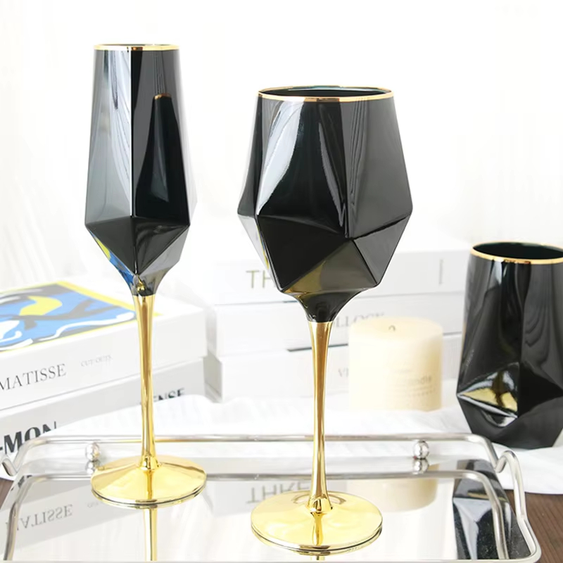 Pure Black Crystal Golden Edge - Wine Beer Glass review and price